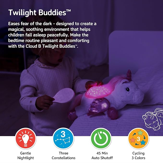 Cloud b Calming Nightlight Star Projector | Gentle Brightness | 3 Colors | 3 Constellations | Auto-Shutoff | Unicorn w/ Wings