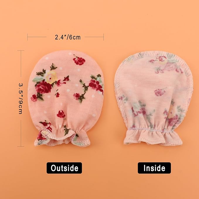 BQUBO Newborn Infant Toddler Mittens No Scratch Cotton Elastic Wrist Gloves Hypoallergenic for 0-6 Months Baby Boys Girls