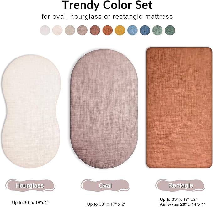 Bassinet Sheet for Baby Boy and Girl 2 Pack, Fitted Sheets for Rectangle, Oval, Hourglass Bassinet Mattress, Muslin Moses Basket Sheets with Neutral Style (Vintage Blossom & Pink)