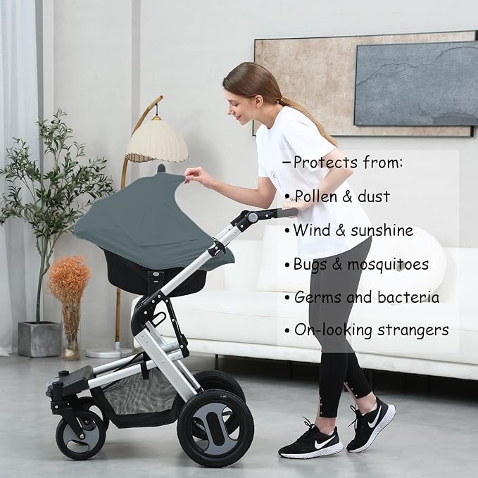 Car Seat Cover Baby for Nursing, Baby Breastfeeding Cover Carseat Canopy Covers, Solid Color Multi-use Nursing Cover for Babies (Neutral Grey)