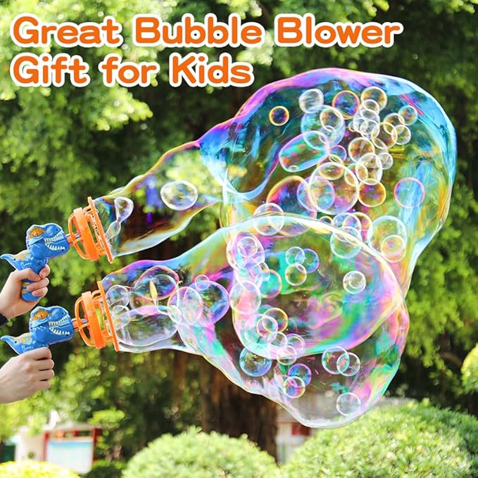 Bubble Machine Gun, Dinosaur Bubble Blower Bubbles Toy for Kids and Toddlers Bubble Maker Christmas Birthday Party Gift for Boys Girls 3 4 5 6 7 8 9(Blue)