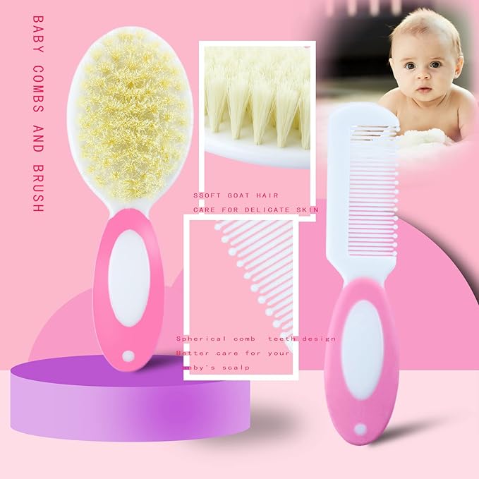 Baby Care Kits,Baby Grooming Kit,10 in 1 Newborn Essentials Must Haves,Baby Nail Clippers Baby Brush Baby Comb Earpick Nose Cleaning Tool Baby Nail File Nursing Baby Kit （Pink）