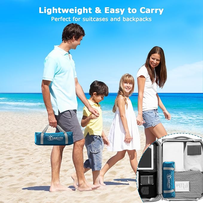 COMMOUDS Beach Tent Sun Shade for 3/4-5/6-7/8-10 Person, UPF 50+ Beach Sun Shelter Canopy Tent, Lightweight, Easy Set Up and Carry