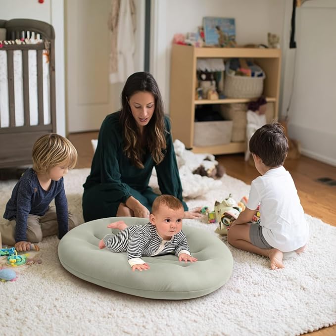 Baby Lounger for Newborn: Portable & Lightweight Pillow for Tummy Time Playtime & Diaper Changes - Skin-Friendly & Breathable for 0-12 Month Supervised Use