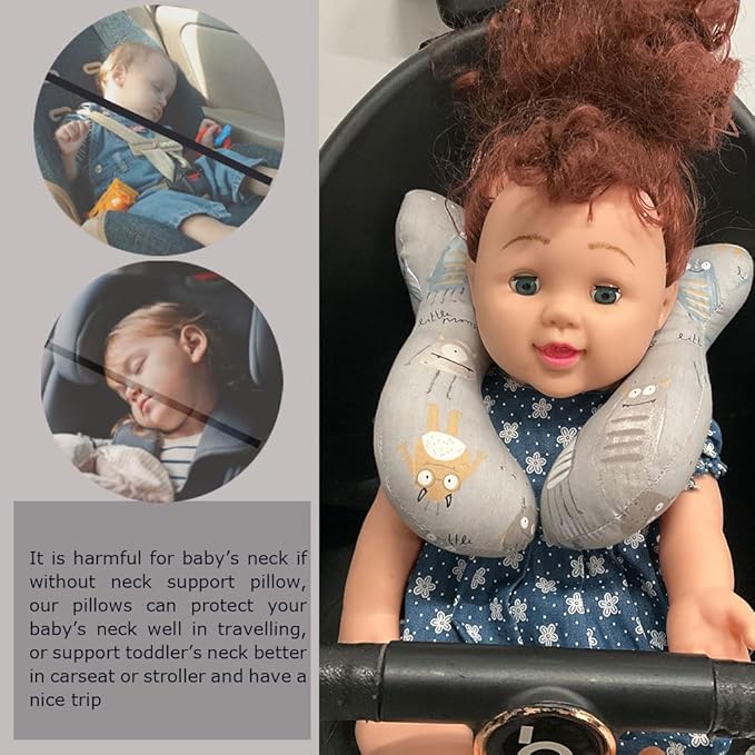 Baby Head Rest Pillow for Stroller Cartoon Neck Chin Support Pillows for Infants Toddler Neck Protection Cushion for Travelling, Monster