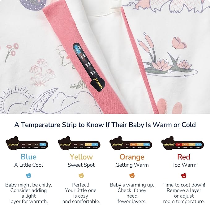 Baby Sleep Sack 18-24 Months, Cotton Detachable Long Sleeve Sleep Sack, 1.0 Tog Toddler Sleeping Sack with Temperature Strips, 2-Way Zipper Wearable Blankets for Newborns, Bunny