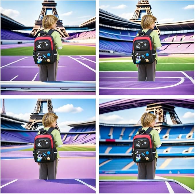 Cartoon Backpack for Boys, 17 Inch Kids Space Backpack for Children Teens Waterproof School Travel Backpacks