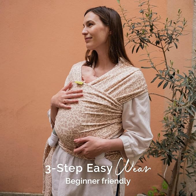 Boba Baby Wrap Carrier – Original Baby Sling Carrier for Newborns (7–35 lbs), Soft, Secure, Hands-Free & Ergonomic, Ideal for Comfortable Bonding, New Parents (Sand Leopard)