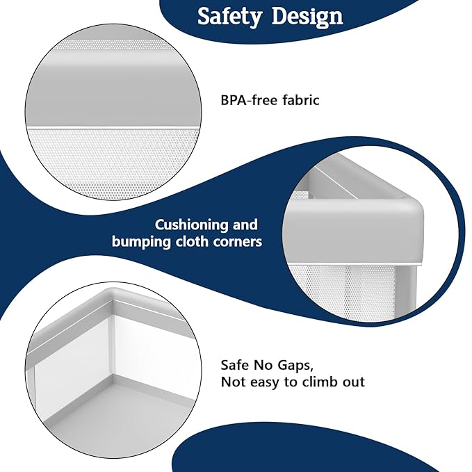 Baby Playpen 74x50 Inch, Playpen for Babies and Toddlers, Play Pen Indoor & Outdoor Active Center, Sturdy Safety Playard with Anti Slip Suction Cups, Skin-Friendly Fabric, Large Space Baby Fence