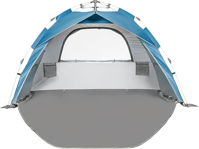Beach Tent Pop Up Beach Sun Shade Tent with UPF 50+ UV Protection, Removable Floor Zippered Privacy & Ventilation Sun Shelter Family 3 to 4 Person