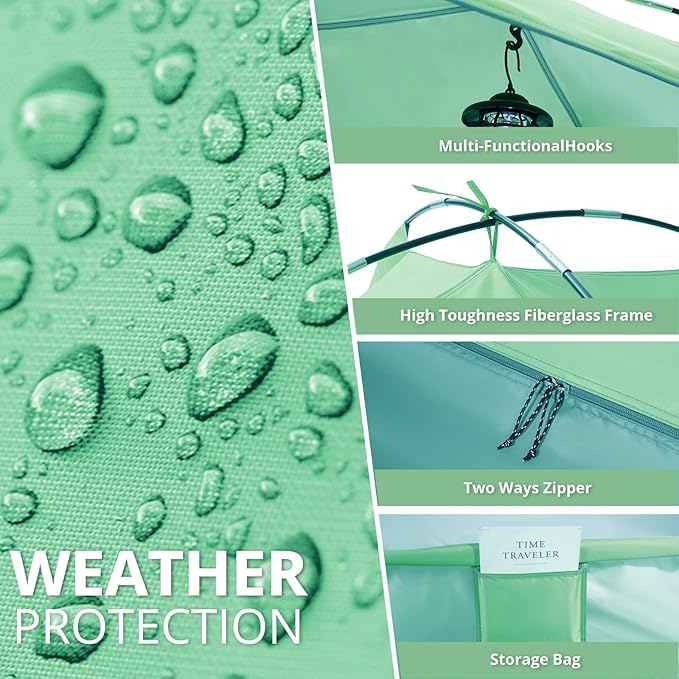 CAMEL CROWN Beach Tent UPF 50+ Sun Shelter for 2/3/5/6 Person, Lightweight Portable Sun Shade with Sand Anchor, Family Beach Day & Outdoor Adventures