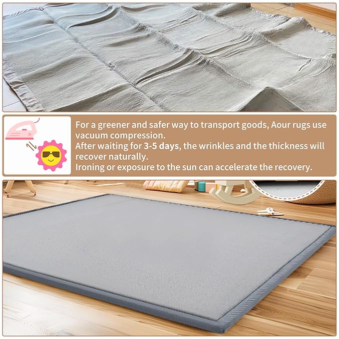 Baby Play Mat for Floor - 1.4" Thick Memory Foam Rug, 60"x60" Playpen Tummy Time Mat, Soft Velvet Nursery Rug, Large Padded Crawling Mat, Cushioned Pads for Playroom Toddlers, Infants, Yoga, Tatami