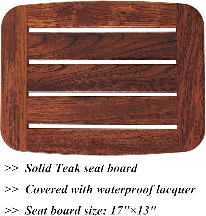 Bathroom Shower Bench Bath Stool Bathtub Seat Spa Chair Foot Rest Step, Height Adjustable Lightweight Waterproof and Rustproof, Teak