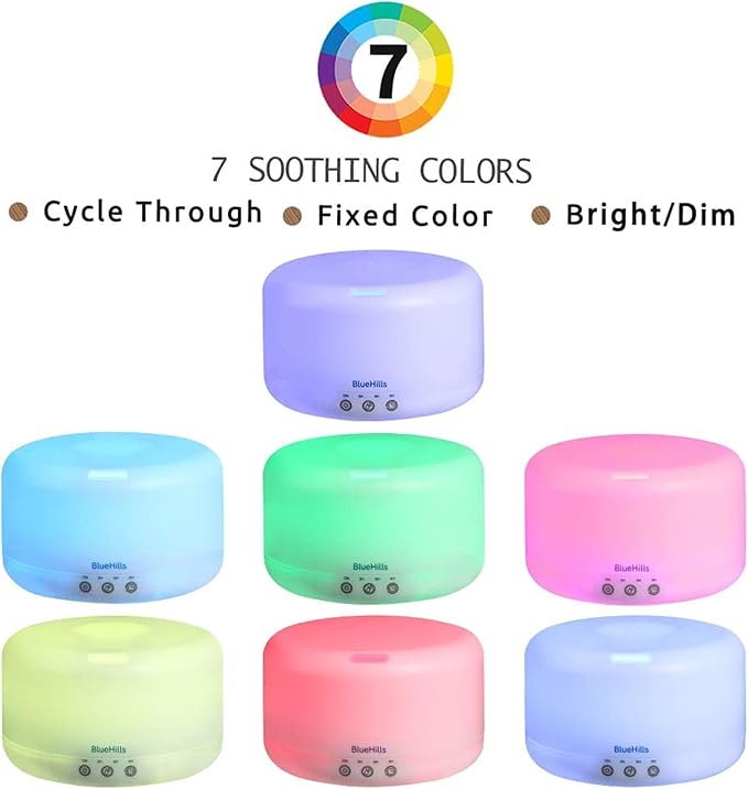 BlueHills Premium 1000 ML XL Essential Oil Diffuser Aromatherapy Humidifier with Remote for Large Room Home 18 Hour Run Huge Coverage Area 1 Liter Mood Lights Extra Large Capacity White D001