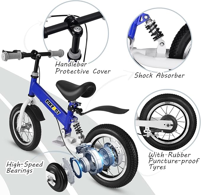 Balance Bike 2 in 1,The Dual Use of a Kids Balance Bike and Kids Bike,12 14 Inches for 2-6 Years Old,with Shock Absorbers, Fenders, Pedals, Auxiliary Wheels
