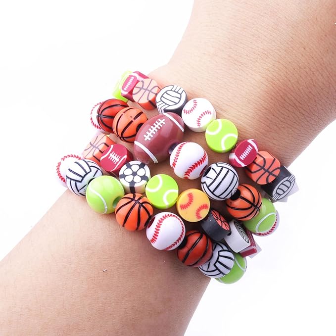 1600PCS Softball Sports Ball Polymer Clay Beads Charms for Friendship Bracelets Making Kit Cute Fun Beads DIY Arts Crafts Birthday Gifts for Kids Girls Softball Bead