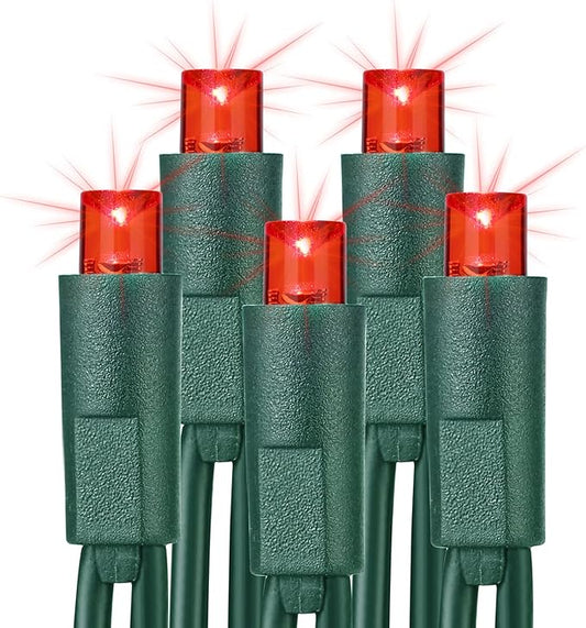 Brizled Red Christmas Lights, 33ft 100 LED Christmas String Lights, 5mm Wide Angle Mini Xmas Tree Lights, 120V UL Certified Connectable Xmas Light for Tree Party Wedding Home Indoor Outdoor Decoration