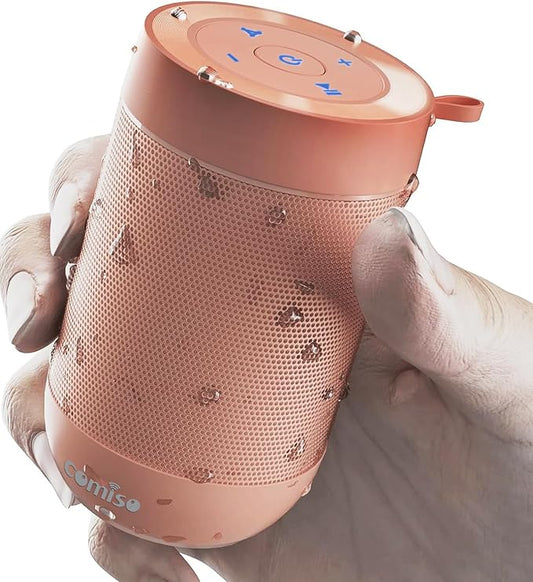 comiso Portable Bluetooth Speaker,Waterproof Speaker IP65,5.3 Bluetooth,360 HD Sound,TWS Stereo Pairing,Built in Mic, Support TF Card,Ideal Gift for Men/Women -Pink