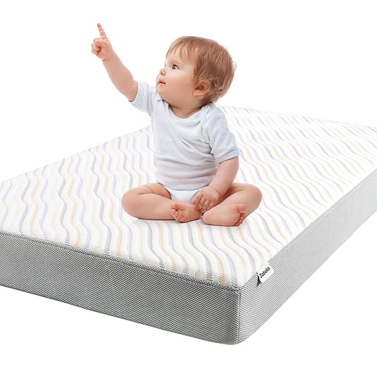 BABELIO Biobased Crib and Toddler Mattress Dual-Sided, CertiPUR-US, Removable Waterproof and Machine-Washable Cover, 52"x27.5"x5"