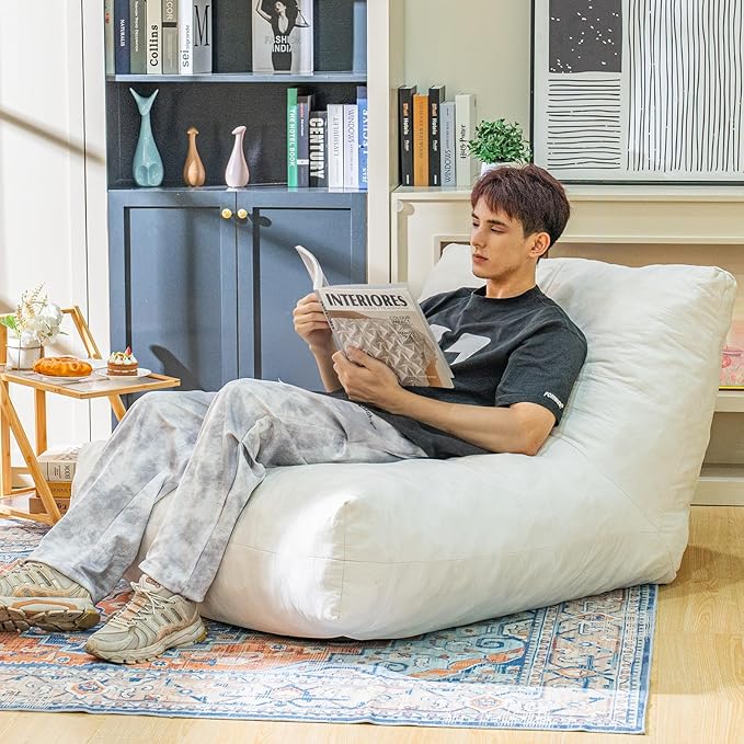 Bean Bag Chair Lazy Bean Bag Sofa, Floor Beanbag Chairs with Stuffed High-Density Foam, Memory Foam Bean Bag Sofa for Living Room, Bedroom and Office