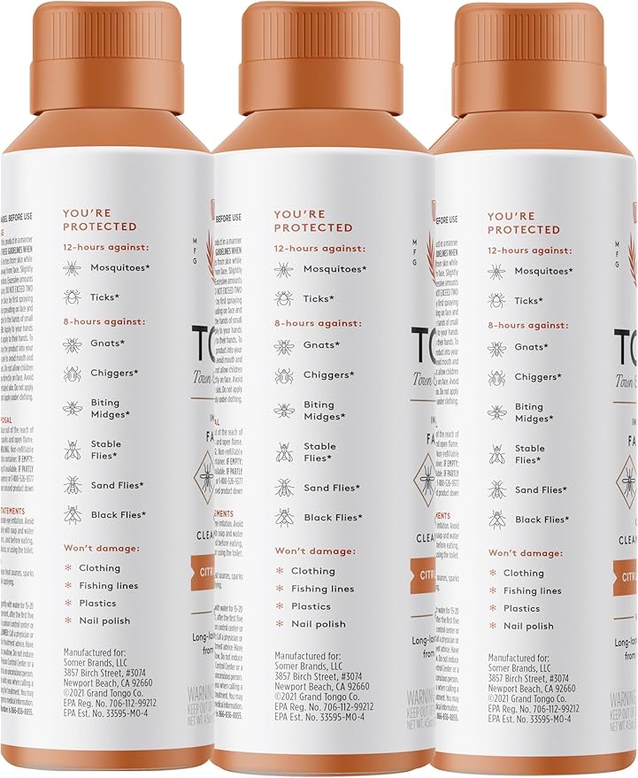 Citrus + Sandalwood Insect Repellent, 12-Hour Mosquito & Tick Protection, Picaridin-Based, Water-Based, Lightweight, Quick-Drying, Vanishing Scent, DEET Alternative, Face & Body Use,3 Pack