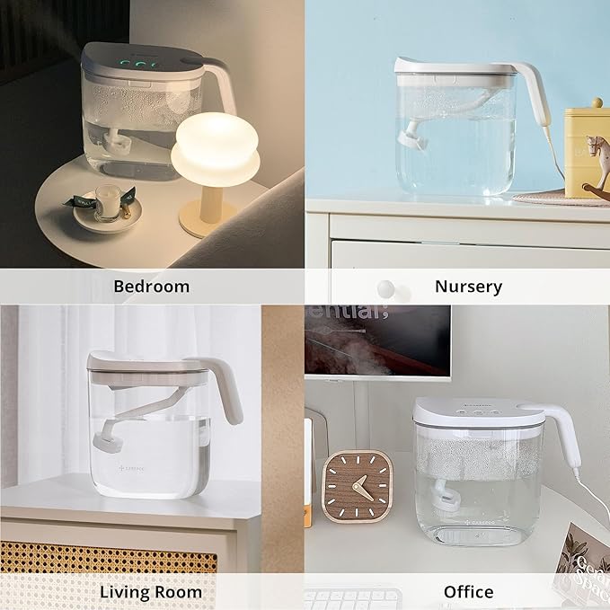 Carepod Mini 21P Ultrasonic Cool Mist Humidifier for Bedroom, Quiet & Safe for Baby, Transparent, Only 3 Washable Parts & Easy to Clean, Filter-Free, Automatic Shut-off, Lasts 20Hrs (0.74Gal/2.8L)
