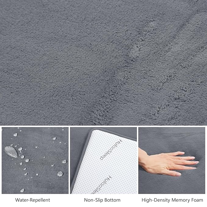 Baby Play Mat for Floor,1.3" Thick Elasti-Foam 50"×50" Playpen Mat for Tummy Time,Water Repellent Soft Coral Velvet for Toddler,Infant,Kids,Non-Slip Backing Safe for Crawling(Dark Grey)