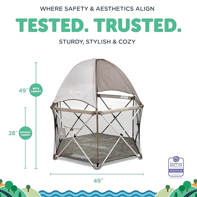 Baby Delight Go with Me Eclipse Deluxe Portable Playard | Playpen | Sun Canopy | Indoor and Outdoor | Ultra Padded Nylon Floor | Sandstone