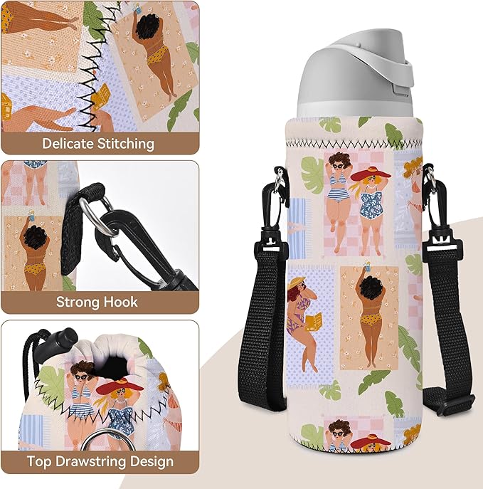AUPET Water Bottle Bag Carrier,24oz/32oz Insulated Neoprene bottle Sling Holder Case Pouch Cover for 1000ML/750ML Bottles with Shoulder Strap for walking