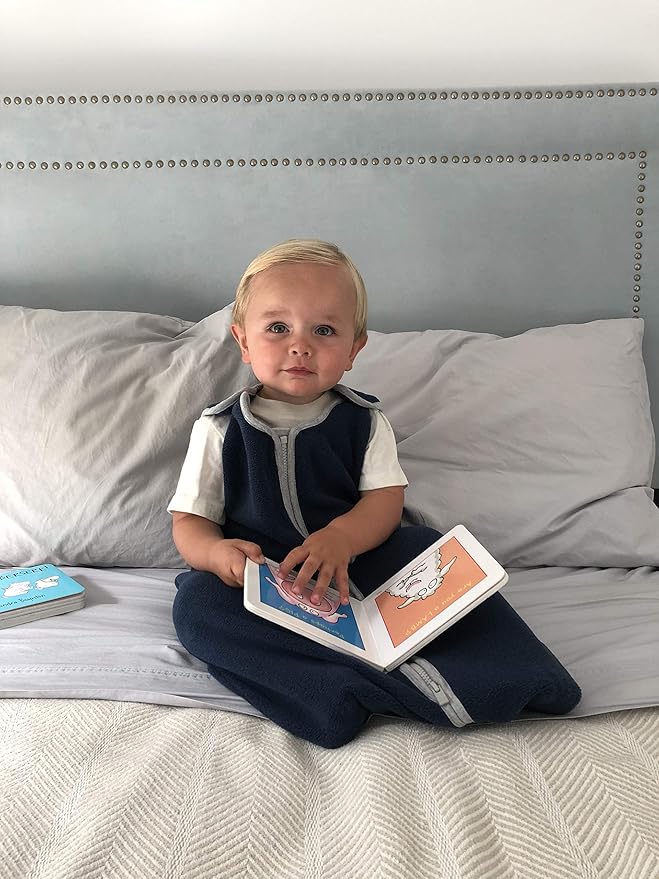 Baby Sleeping Bag Sack - Easy Care Premium Polar Fleece, Wearable Blanket - Boys & Girls. Fits Infants, With Convenient Shoulder Straps for Safe & Comfortable Sleep, Navy, Medium (6-18 Months)