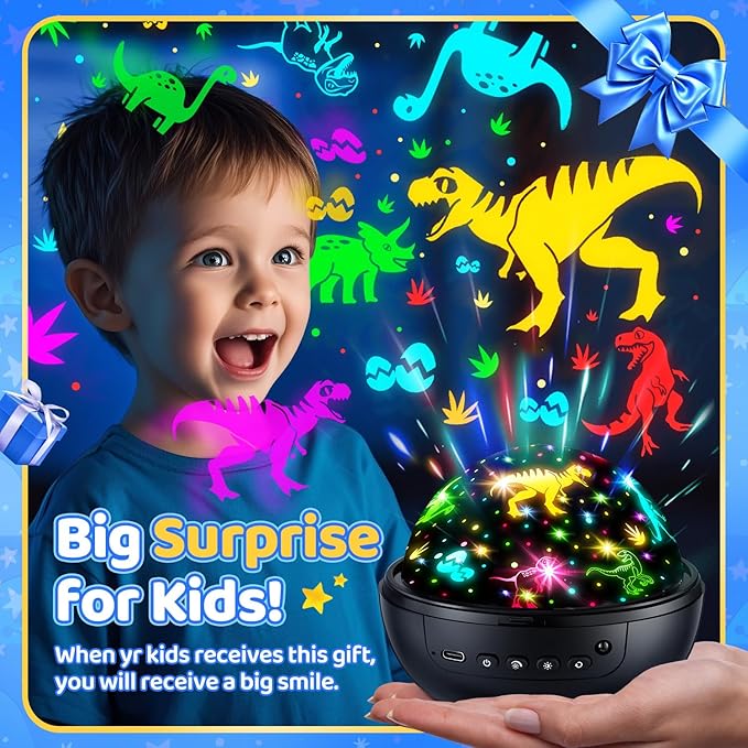 COOLNIGHT Night Light for Kids, 93 Lighting+3 Films Kids Night Light Projector, Remote+Dimmable Star Projector, 360°Slient Glow in The Dark Stars for Ceiling, Gift for 3-8