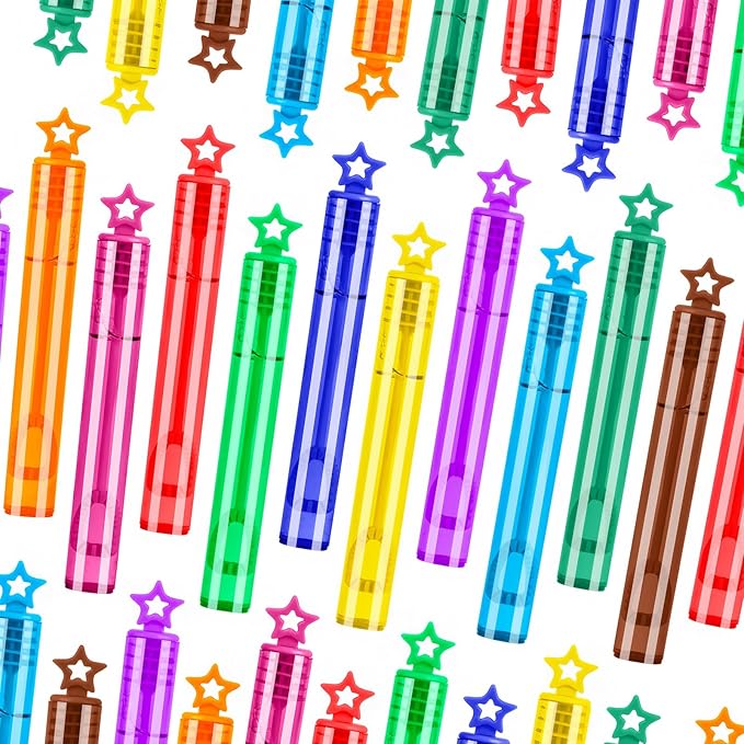 140 Pack Mini Bubble Wands for Kids, 10 Colors Bulk Bubble Wand with Star Top, Perfect for Birthday, Carnival Prize,Party Favors, Wedding, Summer Outdoor Toys,Goody Bags Stuffer Bubbles