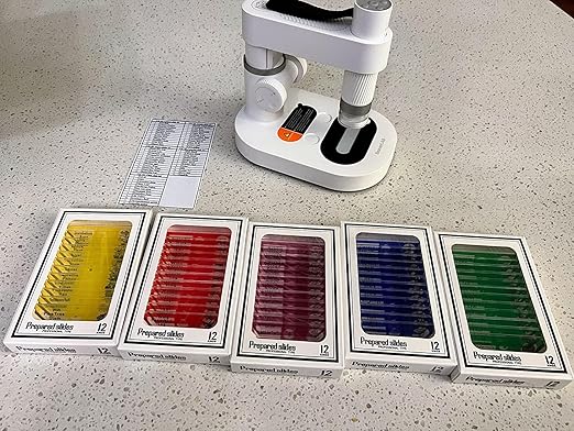60Pcs Prepared Microscope Slides Specimen Animals Insects Plants Flowers Sample Biological Specimen, Stereo Microscope Slide for Kids Children Students Enlighten Education