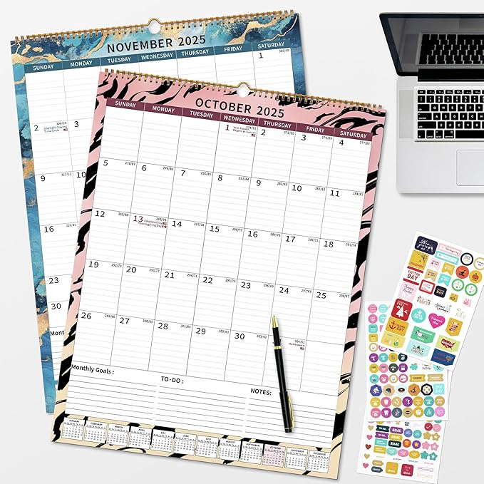 2025 Calendar, Wall Calendar 2025-2026 (17"x22") with Lines, Monthly Calendar from Jan 2025 to Jun 2026, Vertical Large Monthly Family Calendar 2025 for Wall, Calendario 2025
