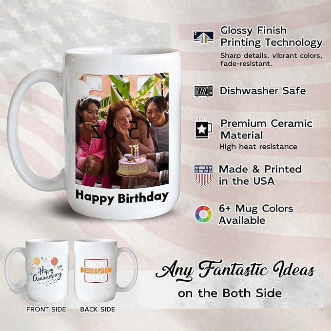 Custom Mug Upload Your Picture Personalized Coffee Mug with Photo Text Name Customized Cup Unique Ideas Gifts for Men Women Mom Dad Girlfriend Halloween Christmas Thanksgiving