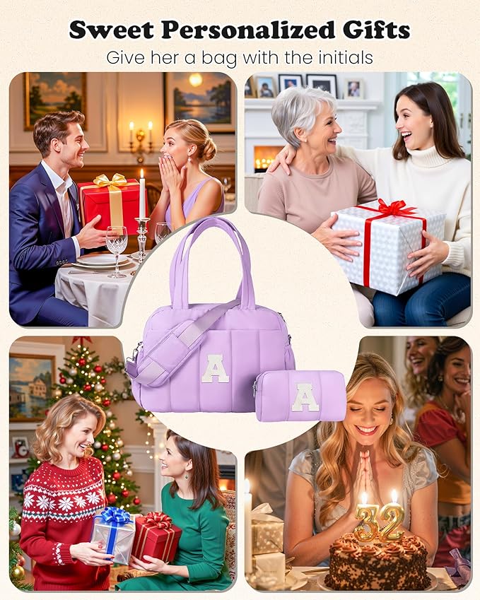 Customizable Gifts-Initial Duffle Bag, Carry On Bags for Women，Overnight Bag with Wet Pocket，Lightweight Travel Bags Personalized Gym Tote with Makeup Pouch