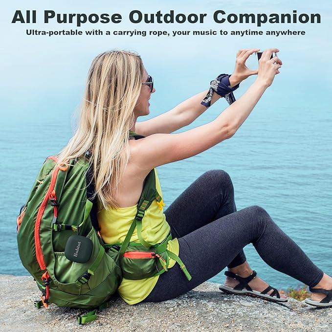 Bobtot Portable Wireless Bluetooth Speaker - IPX7 Waterproof Show Speakers with 16H Playing Time, Loud Stereo Sound, Built-in Mic, TWS, Small Size with Carry Lanyard, DarkBlue