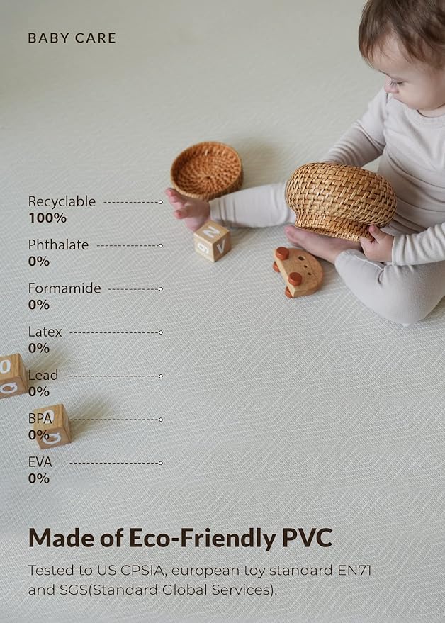 Baby Care Play Mat (Large, Hygge - Aztec & Arbor) 82'' x 55'' Original One-Piece Reversible Rollable Waterproof Baby Mat for Floor, Play Mat for Babies 6-12 Months, Infants, Toddlers, and Kids