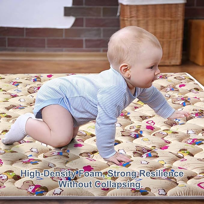 Baby Play Mat - 79" X 63",Premium Thicker Foam One-Piece Crawling Mat, Machine Washable, Extra Large Anti-Slip Activity Playmat for Babies, Toddlers & Infants