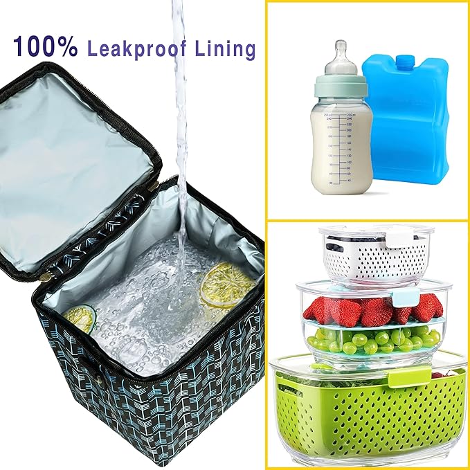 Breastmilk Cooler Bag with Ice Pack Fits 4 Baby Bottles Up to 9 Ounce Insulated Baby Bottle Bag Breast Milk Cooler on The Go with Strap Baby Bottle Cooler Bag for Nursing Mom Daycare or Travel