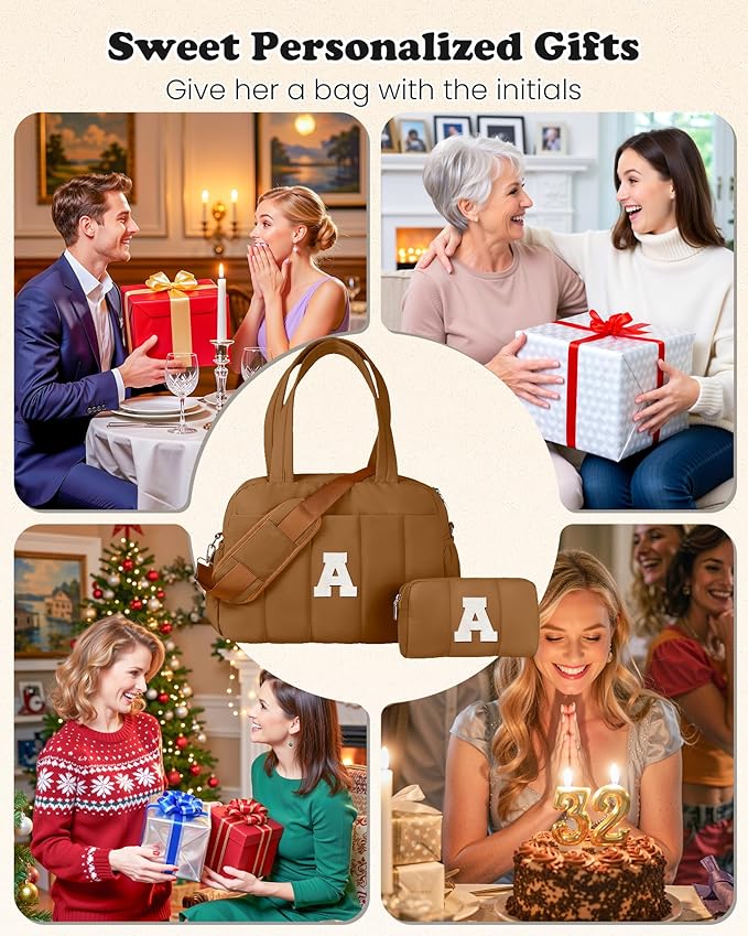 College Girl Gift-Duffle Bag with Letter, Carry On Bags for Women，Overnight Bag with Wet Pocket，Lightweight Travel Bags Personalized Gym Tote with Makeup Pouch