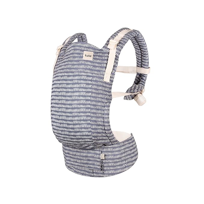 Baby Tula Breathable Mesh Explore Panel Free-to-Grow Baby Carrier - Adjustable, Newborn to Toddler Carrier - Ergonomic Fit for 7lbs to 45lbs - 3 Position Carrying Options - Beyond (Steel Blue/Dash)
