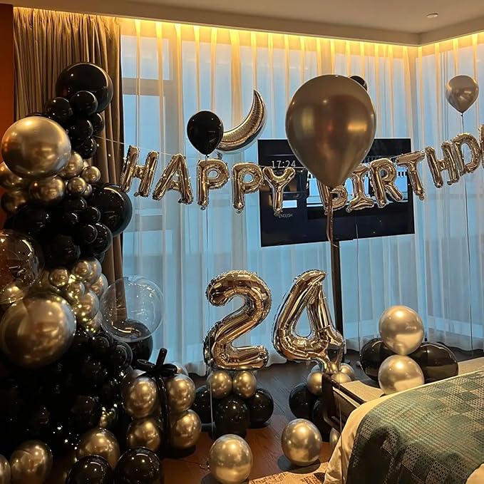 140pcs Black Round Balloons Different Sizes 18 12 10 5 Inch Latex Balloons for Arch Decoration Party Balloon Kit for Graduation Birthday Party Wedding Balloon Baby Shower Decoration