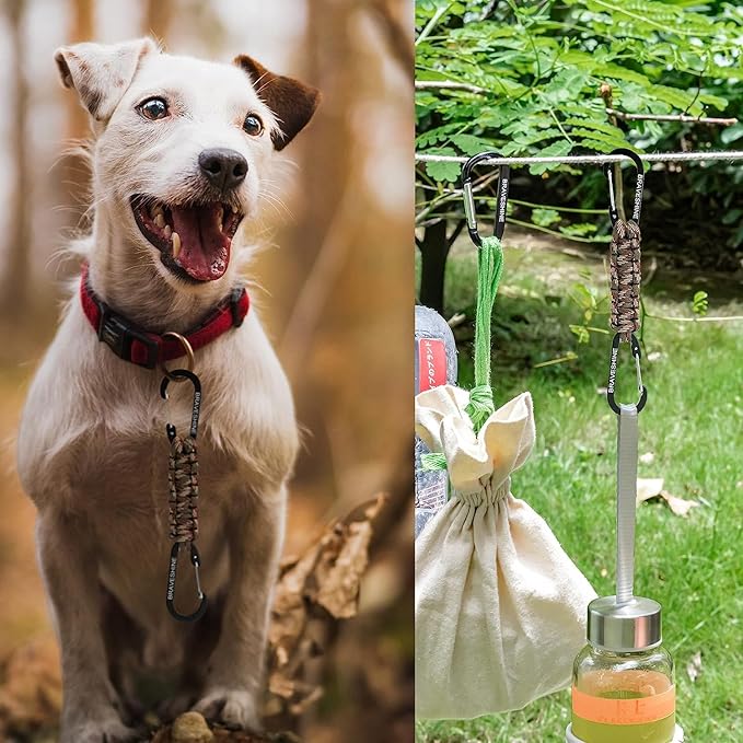 BRAVESHINE Paracord Keychain Carabiner Clip, D Ring Lanyard Hanger Stroller Hook for Water Bottle, Key, Backpacks, Men, Women