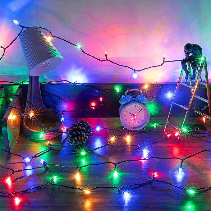 AWQ 108FT 300 LED Fairy String Lights Christmas Fairy String Lights Plug in 8 Modes Extendable for Indoor Outdoor Wedding Birthday Christmas Tree Garden Decor(Multicolor)