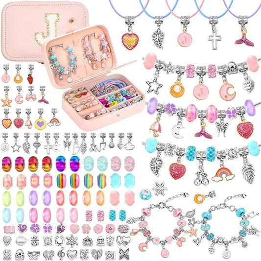 Bracelet Charm Making Kit with Jewelry Box Charm Beads for Jewelry Making DIY Bracelet Craft Kit for Birthday Gifts Valentine Christmas