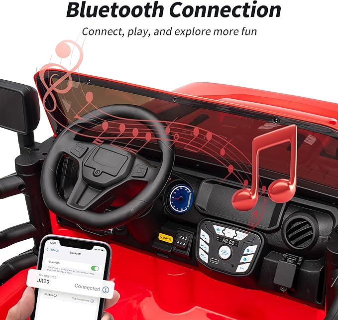 2 Seater Ride on Toy Car for Kids, 24V 4WD Ride-on Truck Kids Electric Car with Remote Control, 4x200W Motors - Red