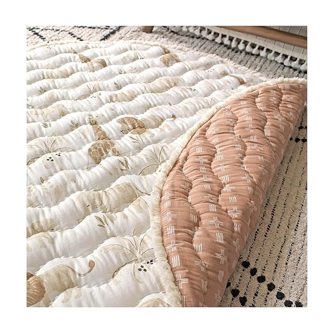 Crane Baby Safari Baby Tummy Time Activity Mat 40"X40", Reversible Floor Play Mat for Boys and Girls, Jungle Nursery Decor