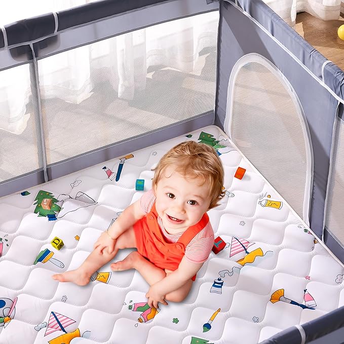 Baby Play Mat - 79" X 63",Premium Thicker Foam One-Piece Crawling Mat, Machine Washable, Extra Large Anti-Slip Activity Playmat for Babies, Toddlers & Infants