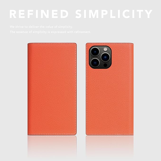 D8 Neon Full Grain Leather Wallet Case for iPhone 15 Pro - [2-in-1] Handcrafted Detachable Diary Style with Magnetic MagSafe Back Cover, Gift Box Included (Coral)